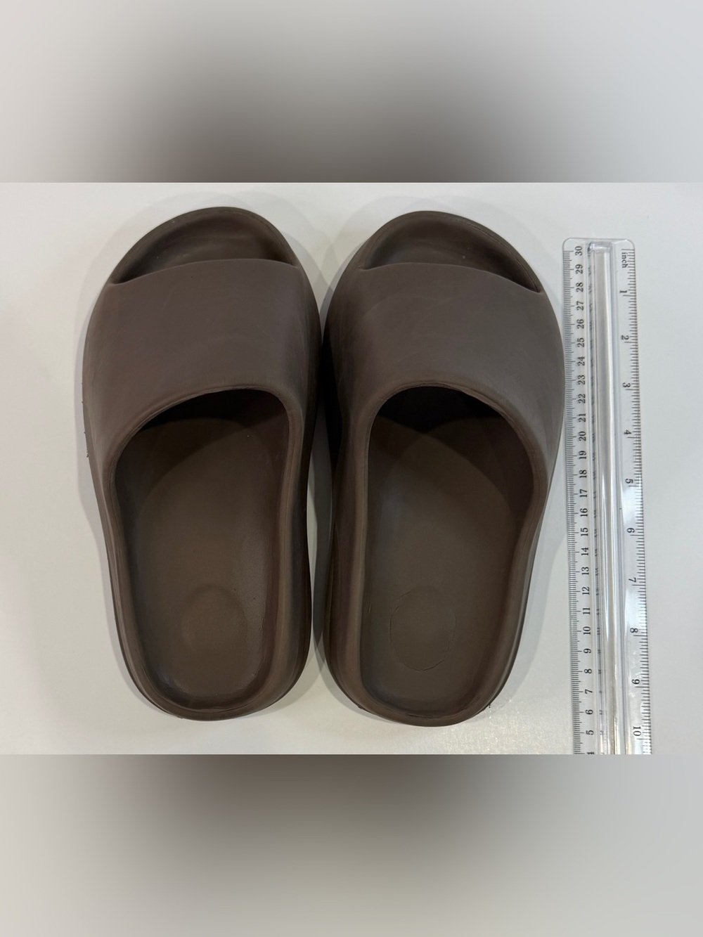 Men's Brown Slide Sandals Slip-On Open Toe Synthetic Upper Solid US 7